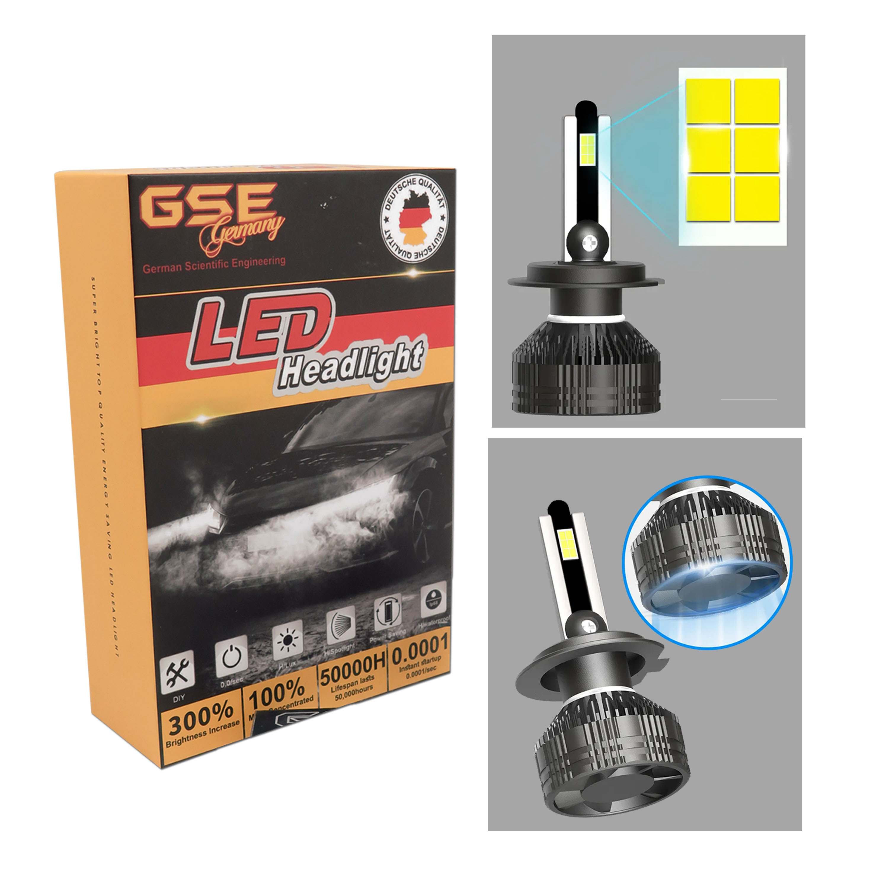 LED BULB H4 9-32V 60W HI/LOW 4300K PHILIPS CHIPS GSE GERMANY